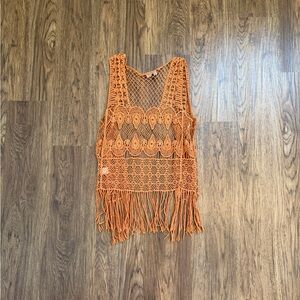 Kontrol Burnt Crochet Fringe Vest
